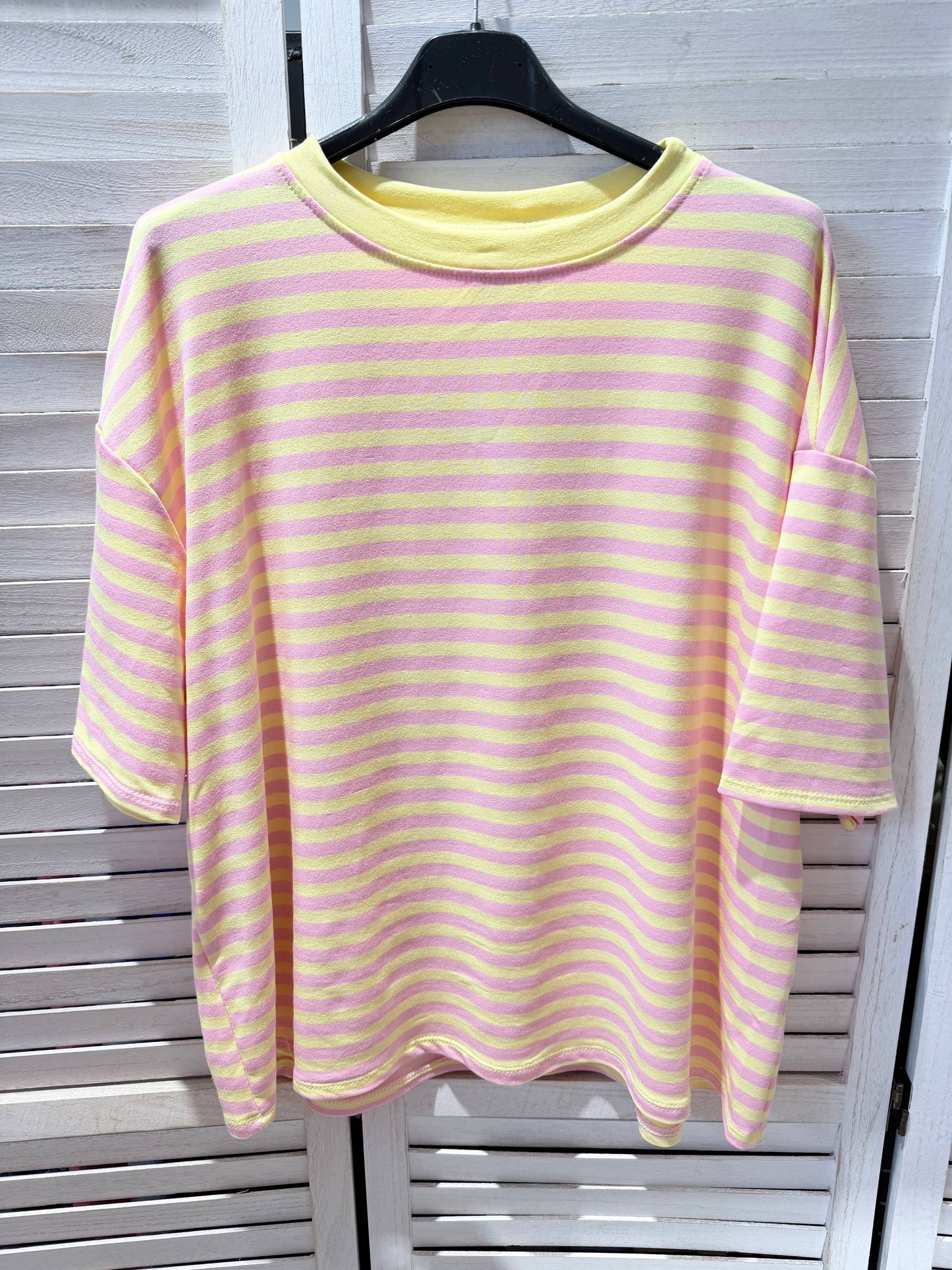 Gestreiftes T-Shirt mit kurzen Ärmeln: Gelb / SIE