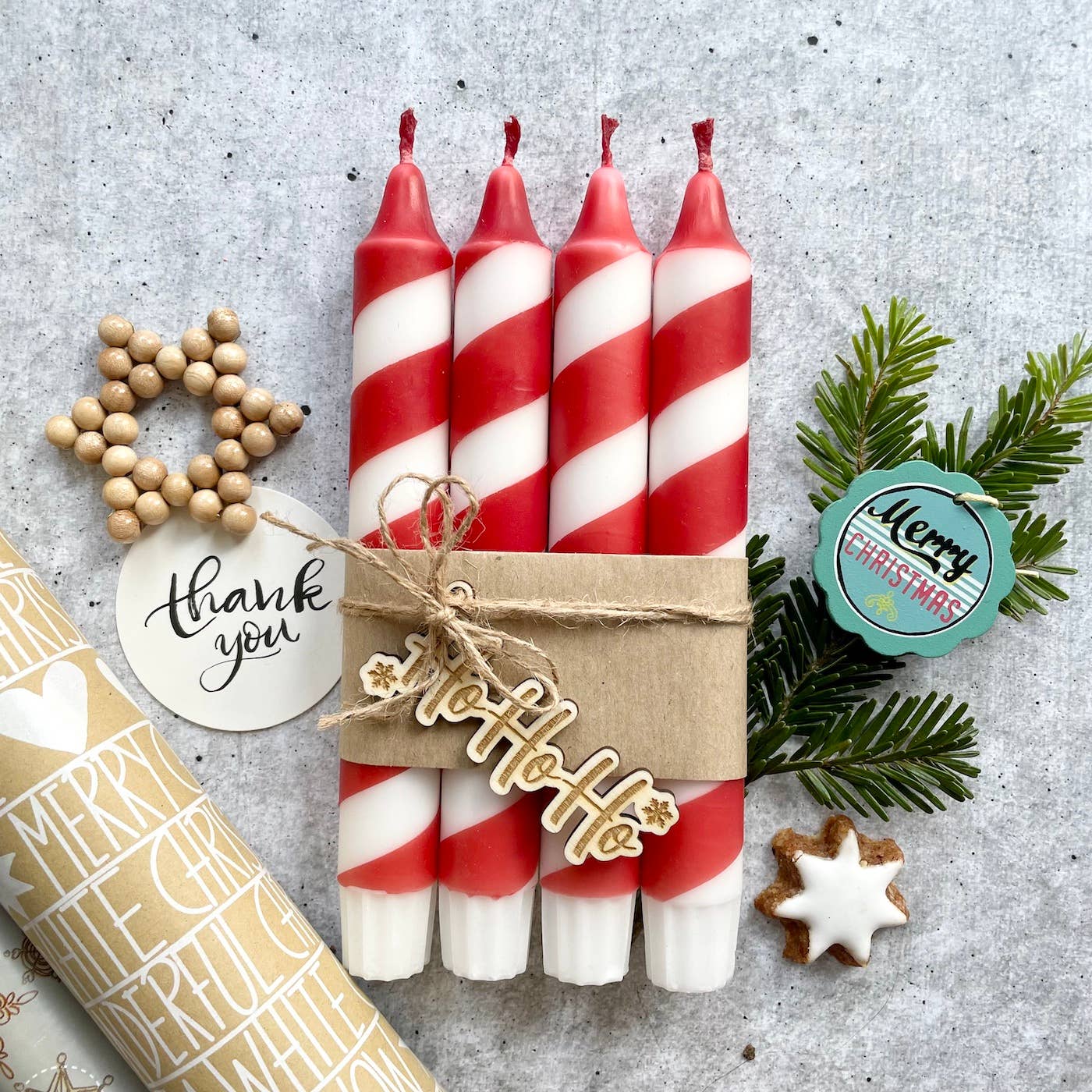 Dip Dye Kerzen Swirl | Zuckerstange Weihnachten rot | 4er VE