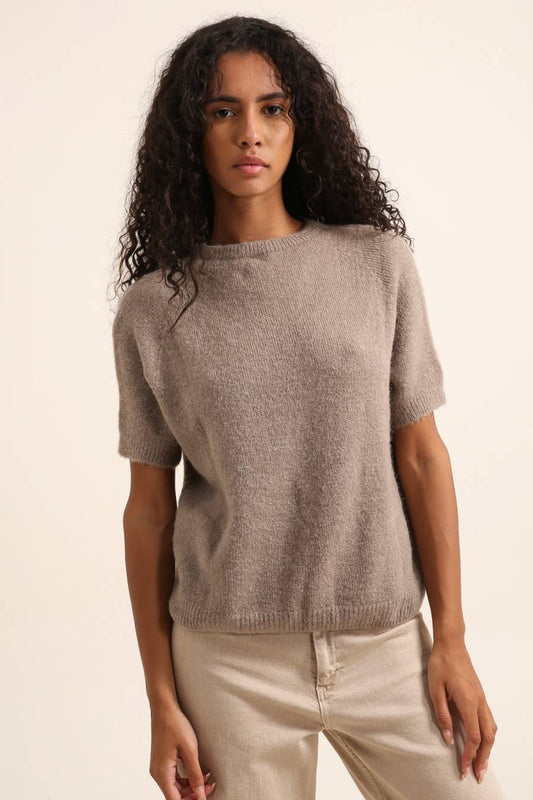 Alpaka-Pullover mit 3/4-Ärmeln, Ref 1012: MAULWURF