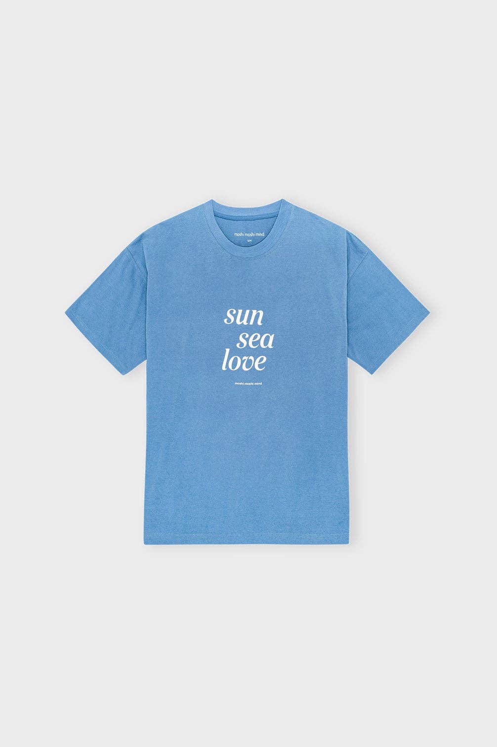 Statement-T-Shirt in oversized Passform: Himmelblau / ecru / S/M