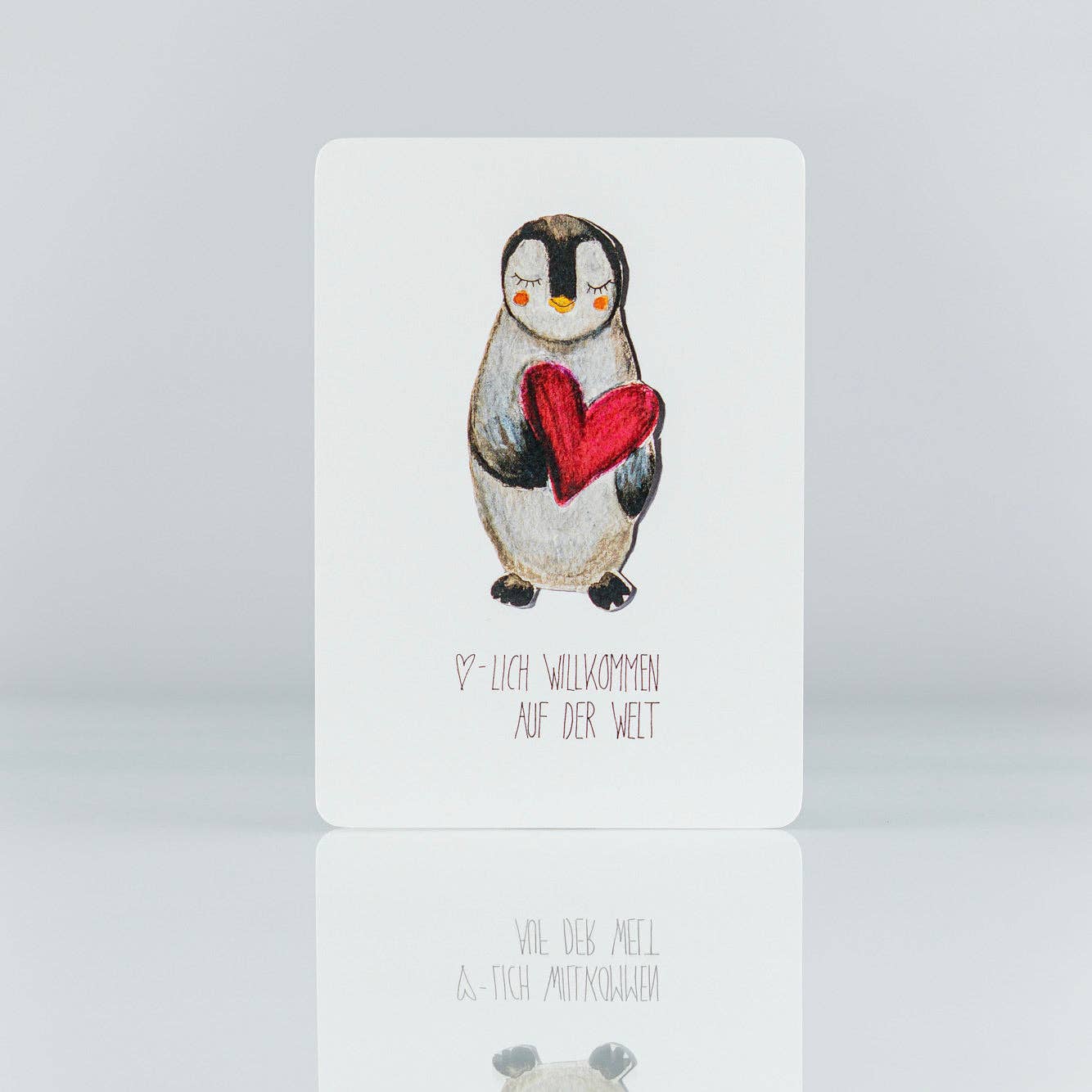 Pinguin - Karte zur Geburt: Postkarte