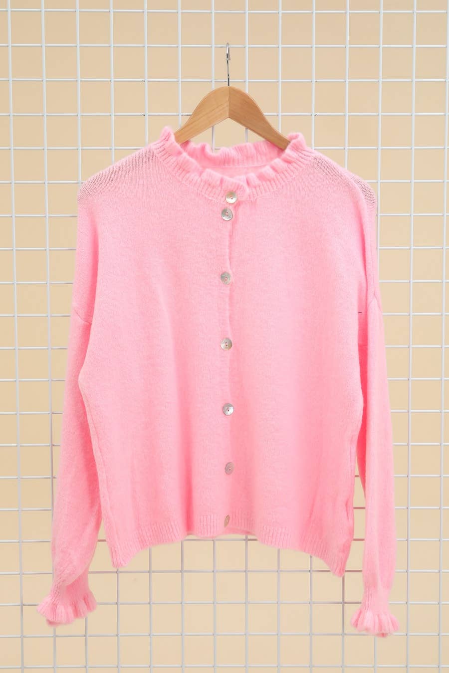 Strickjacke mit ALPAKA-Kragen REF. 8012: Schokolade