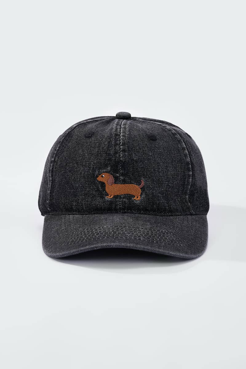 Baumwollcap mit Hundestickerei MJ322HK: Schwarz / 100% BAUMWOLLE