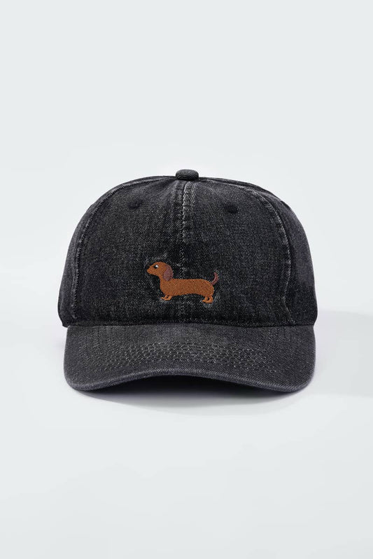 Baumwollcap mit Hundestickerei MJ322HK: Schwarz / 100% BAUMWOLLE