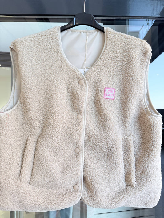 Ärmellose Weste aus Kunstpelz: Beige / Eine Größe