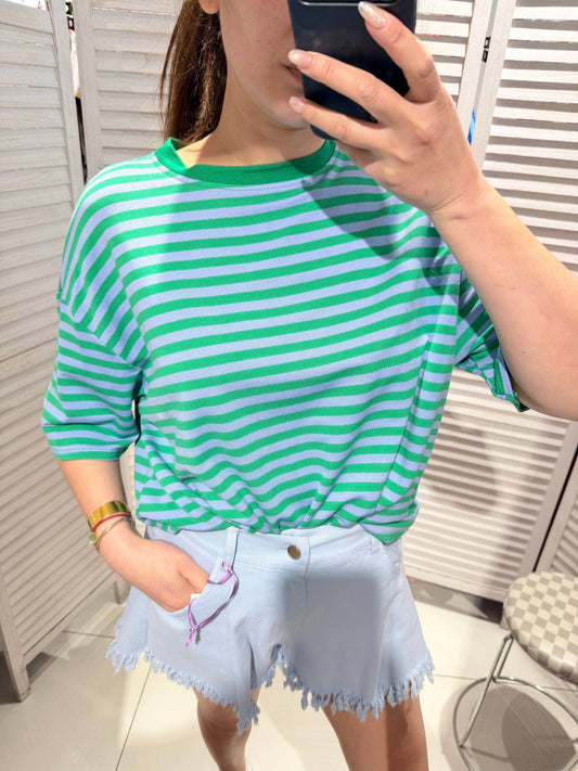Gestreiftes T-Shirt: Vert / TU