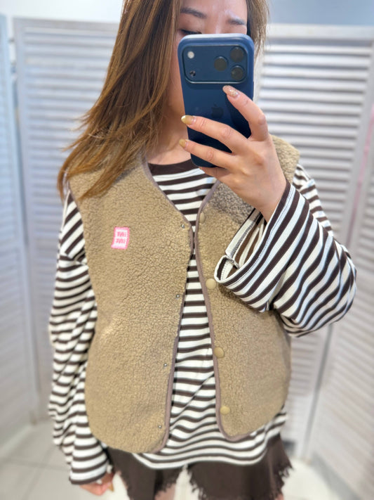 Fleeceweste: Beige / SIE