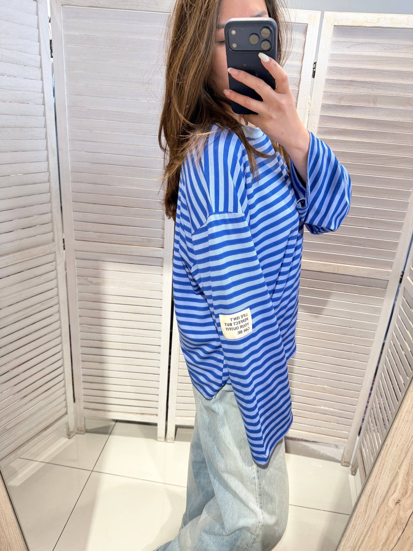 Langarm-T-Shirt mit Streifen: Blau / SIE
