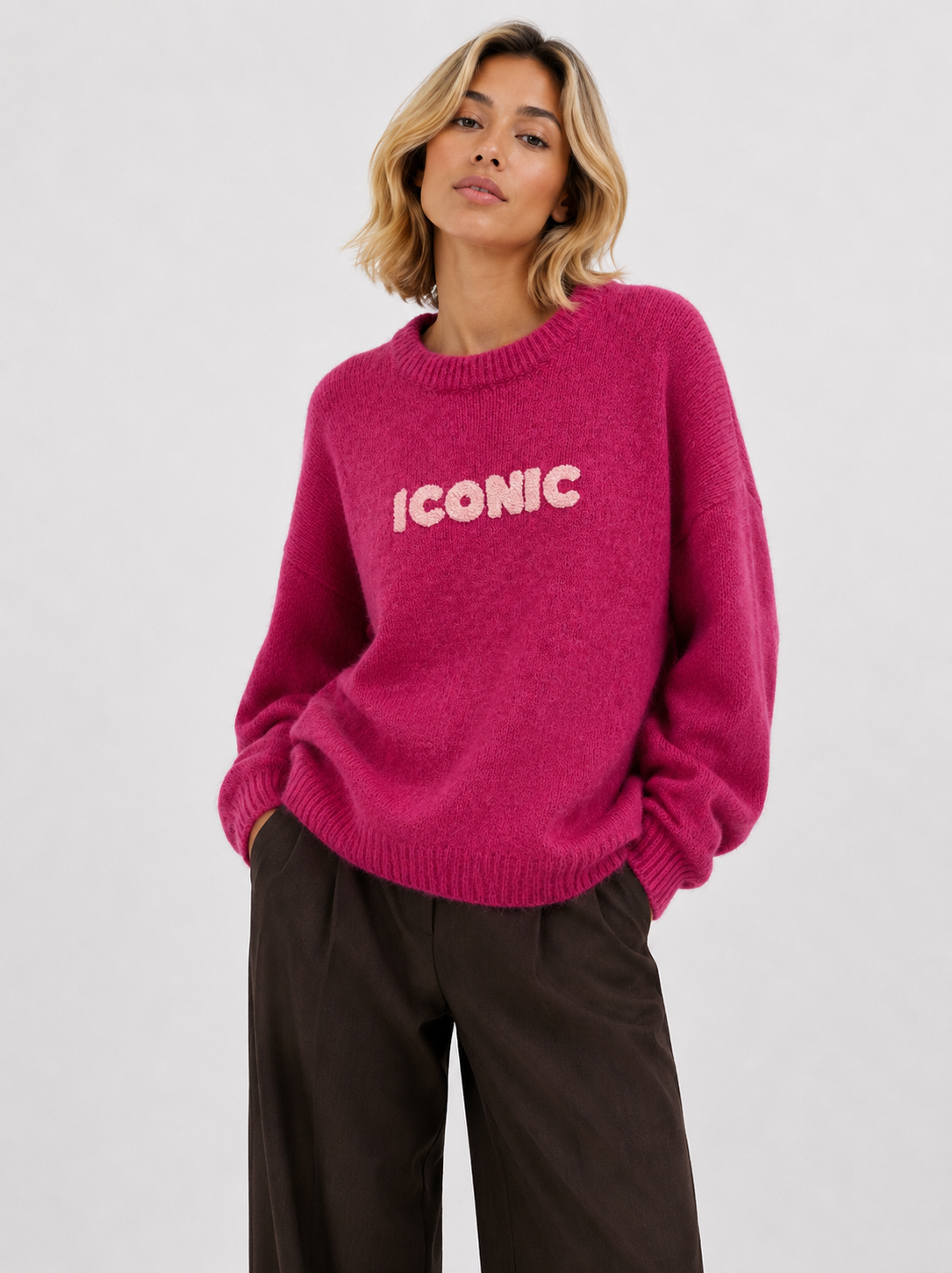 Pullover ICONIC uni – Premium-Kollektion bestickter Strickware - AP197: Blau / Standardmäßig / Eine Größe