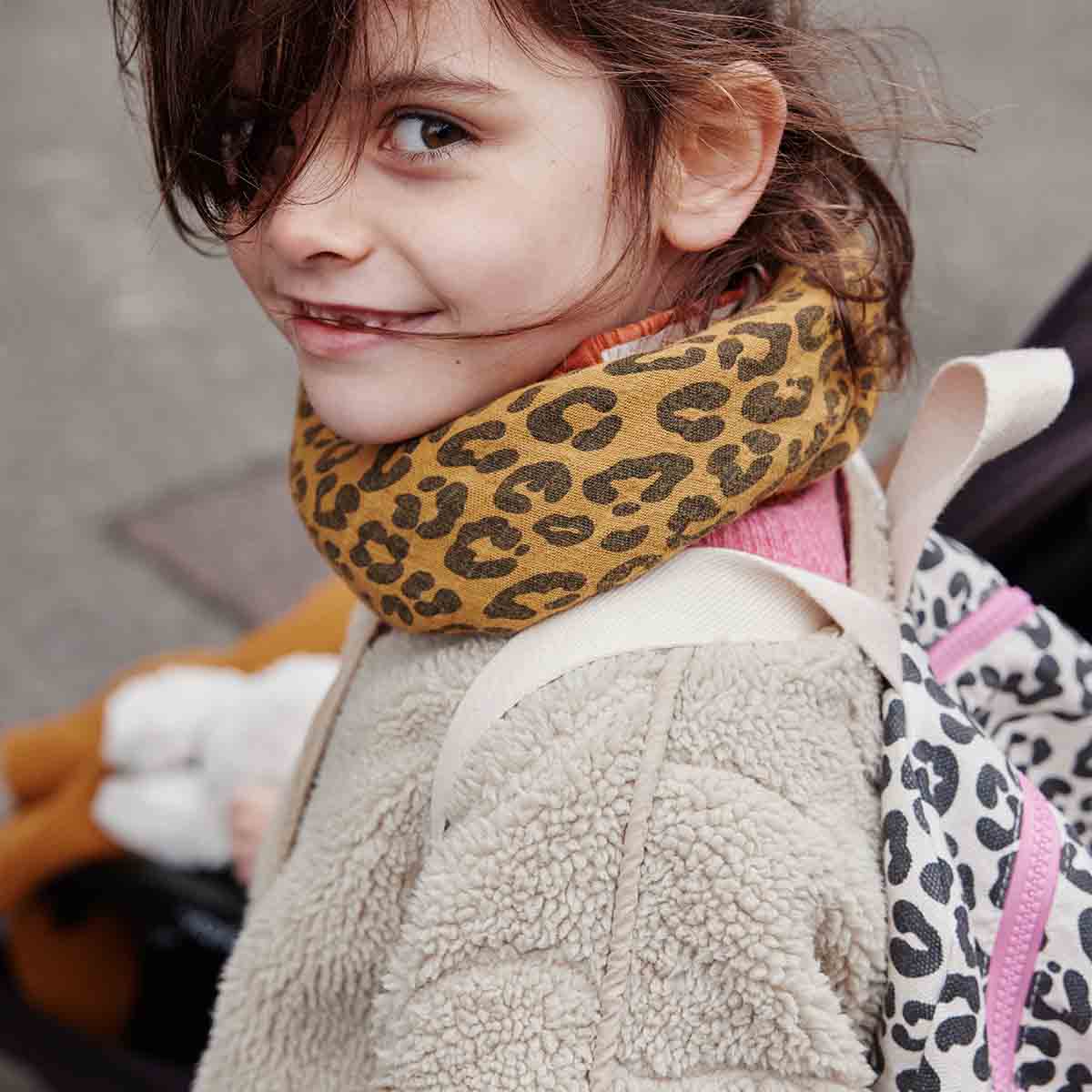 Bianca Musselintuch mit Karamell-Leopardenmuster: TOFFEE / GRAOU / L 110*110