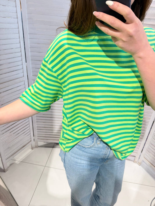 Gestreiftes Damen-T-Shirt: Grün / SIE