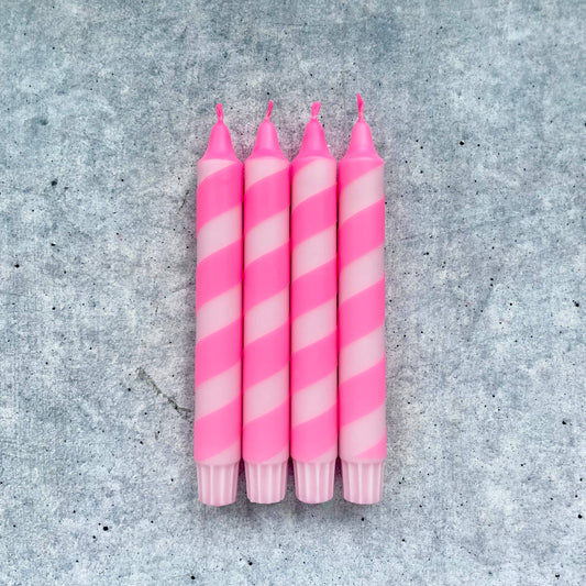 Dip Dye Kerzen | Swirl neonpink-rosa | 4er Set