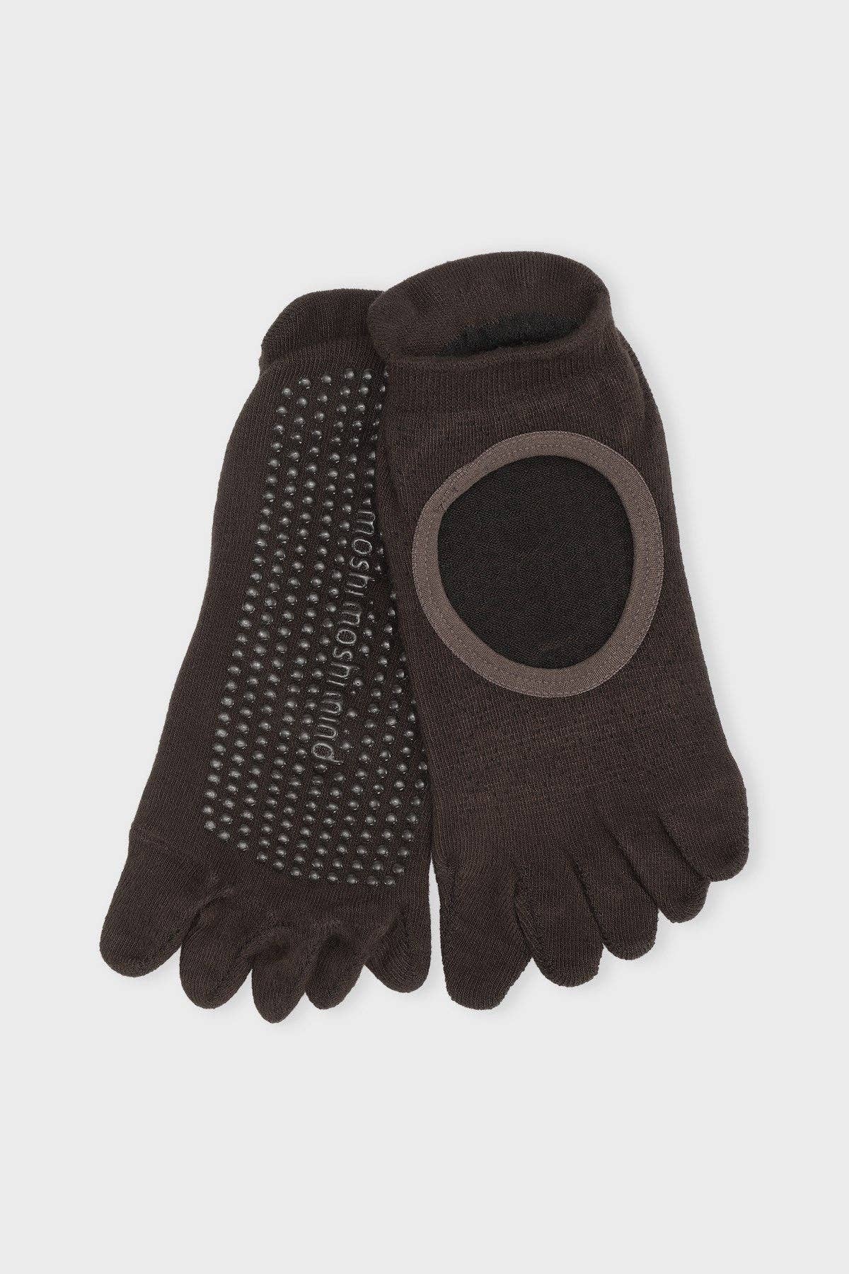 Zehensocken mit Anti-Rutsch-Funktion: Dark brown / One Size