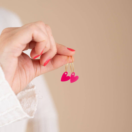 Ohrringe Hoops Lume Charms | Herz Fuchsia