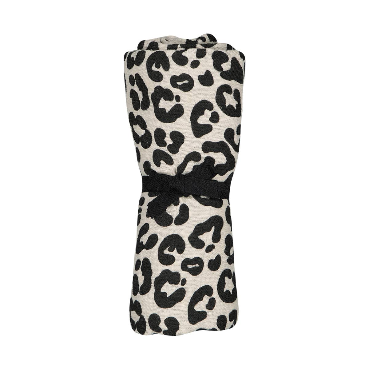 BIANCA Mullwickeldecke mit Leopardenmuster in Greige: GRAOU / M 70x70
