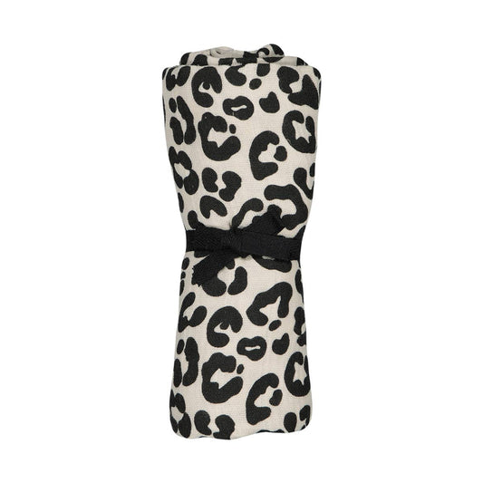 BIANCA Mullwickeldecke mit Leopardenmuster in Greige: GRAOU / M 70x70