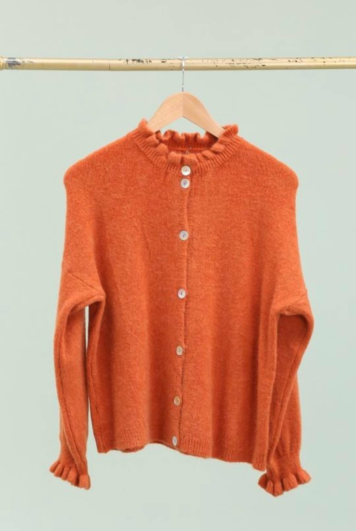 Strickjacke mit ALPAKA-Kragen REF. 8012: Schokolade