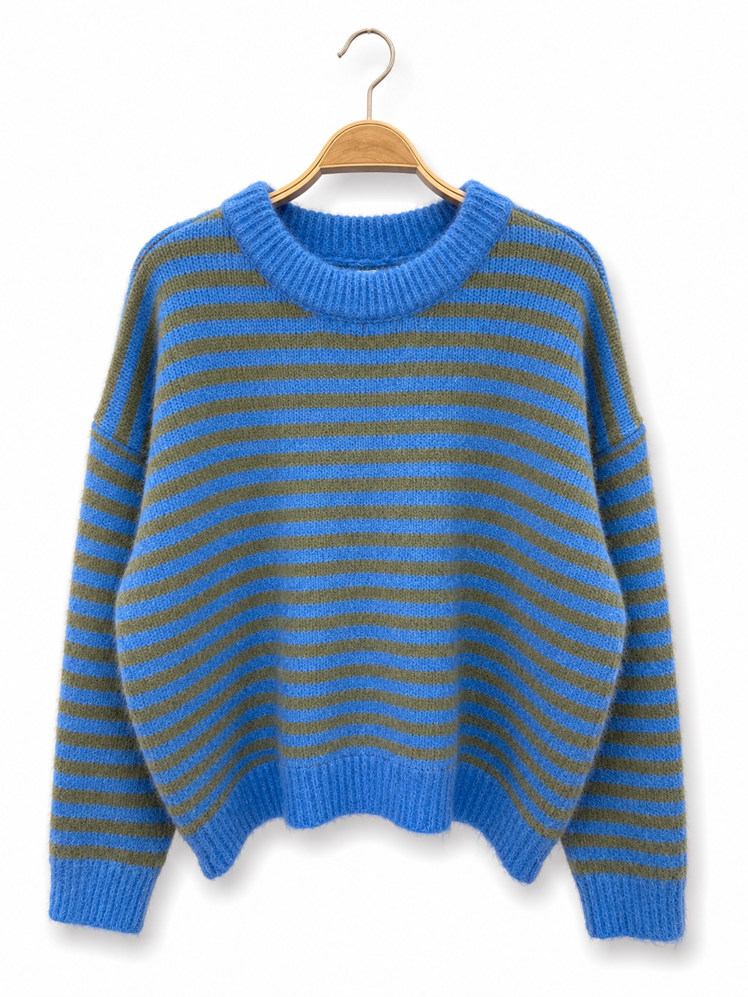Gestreifter Strickpullover – Zeitlose Kollektion AP195: Fuschia MARINE / Standardmäßig / Eine Größe