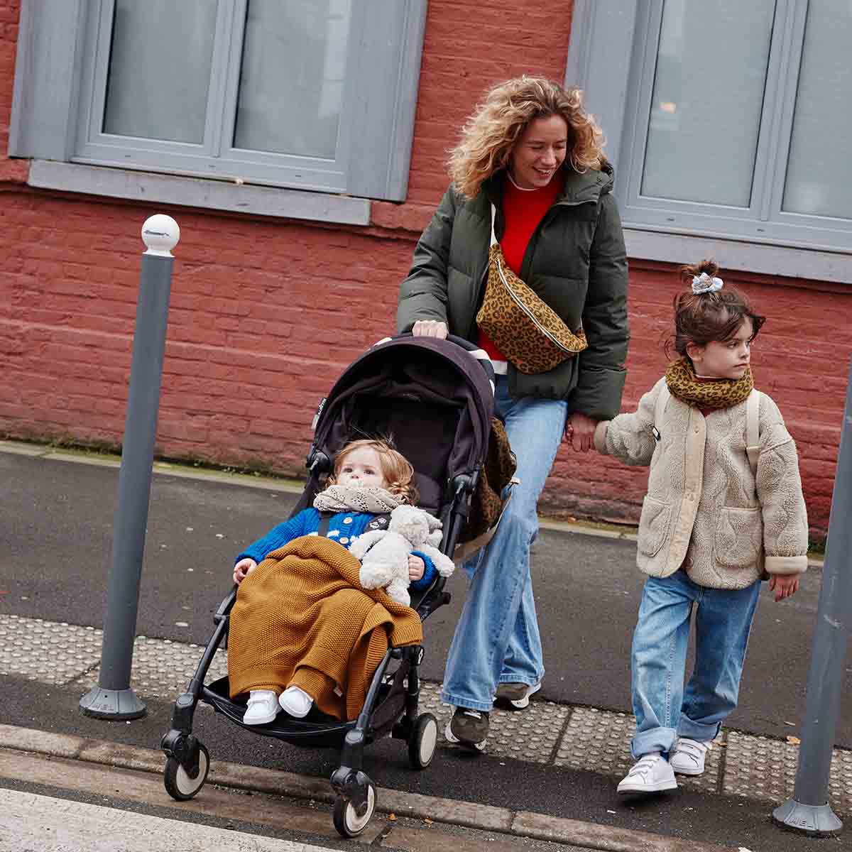 Bianca Musselintuch mit Karamell-Leopardenmuster: TOFFEE / GRAOU / L 110*110