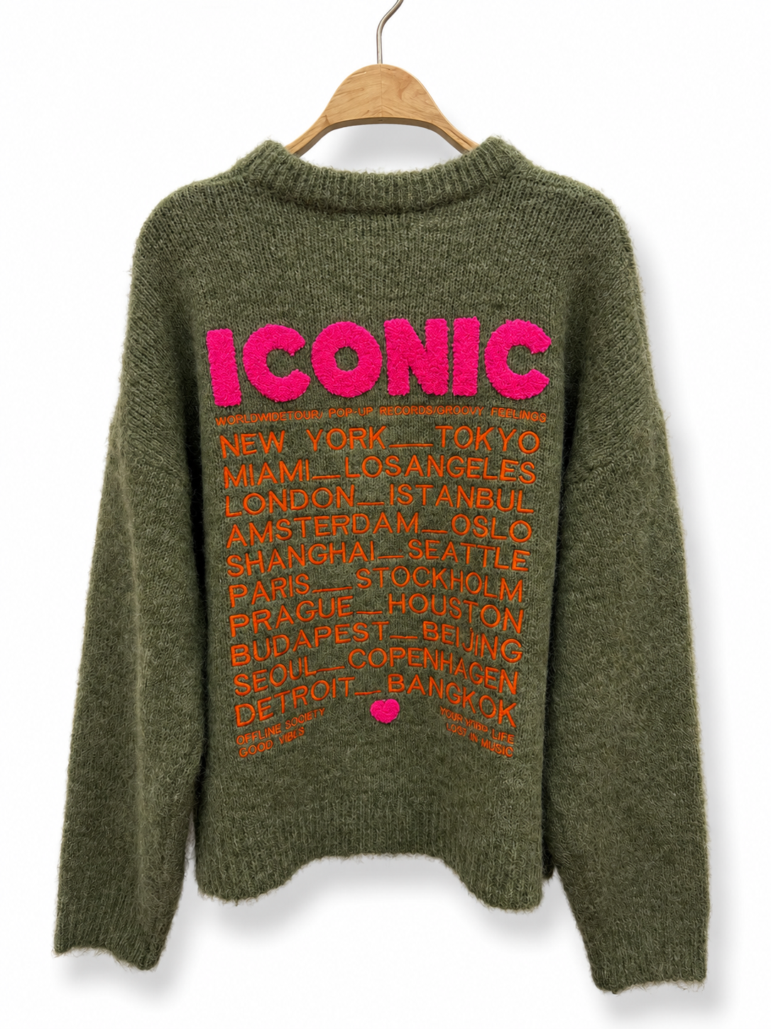 Pullover ICONIC uni – Premium-Kollektion bestickter Strickware - AP197: Beige / Standardmäßig / Eine Größe