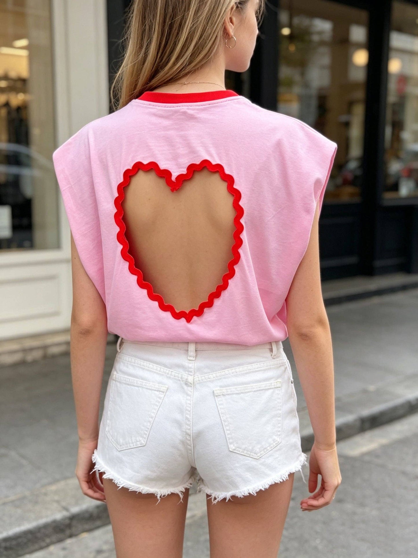 T-Shirt Herz Rückenausschnitt: Pink