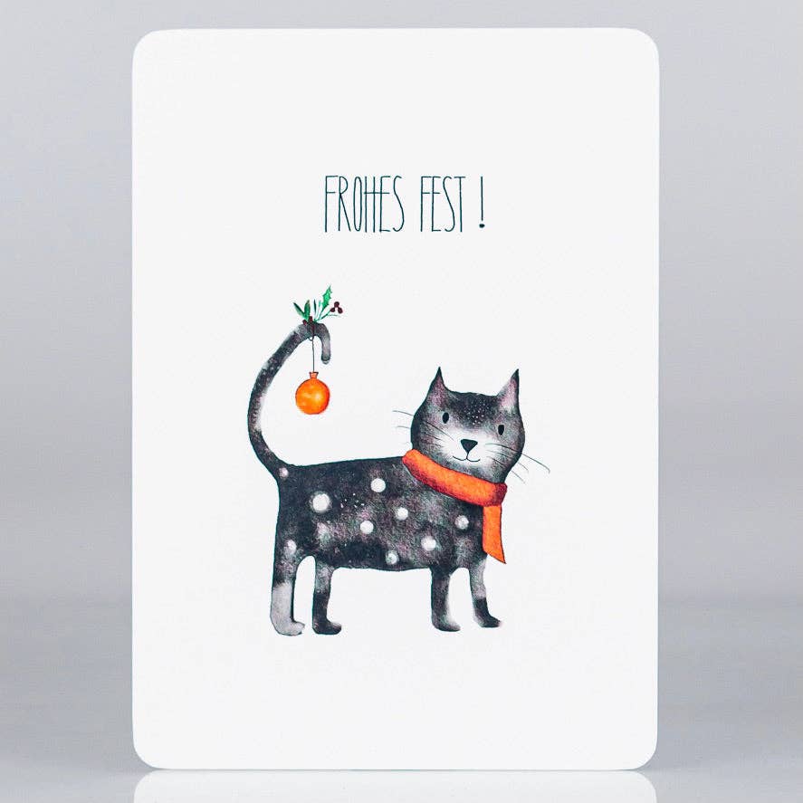 Postkarte Katze - Frohes Fest: Postkarte