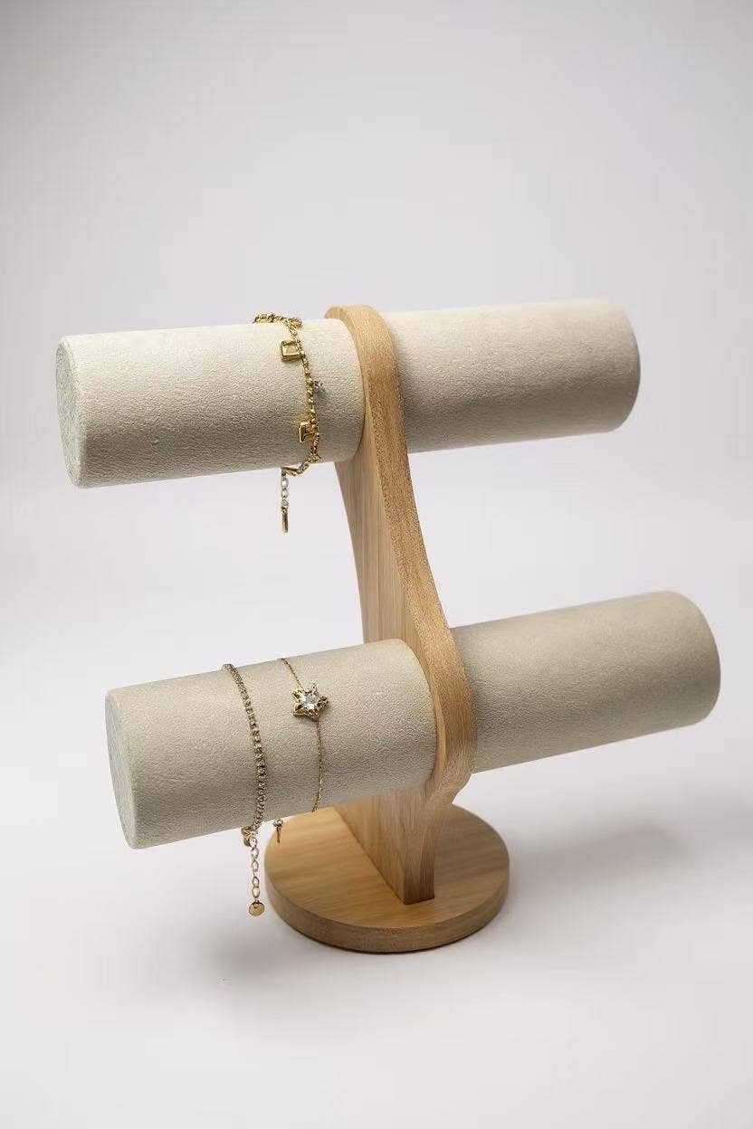 Armbandständer 2-stufig aus Holz RY35: Beige / Holz