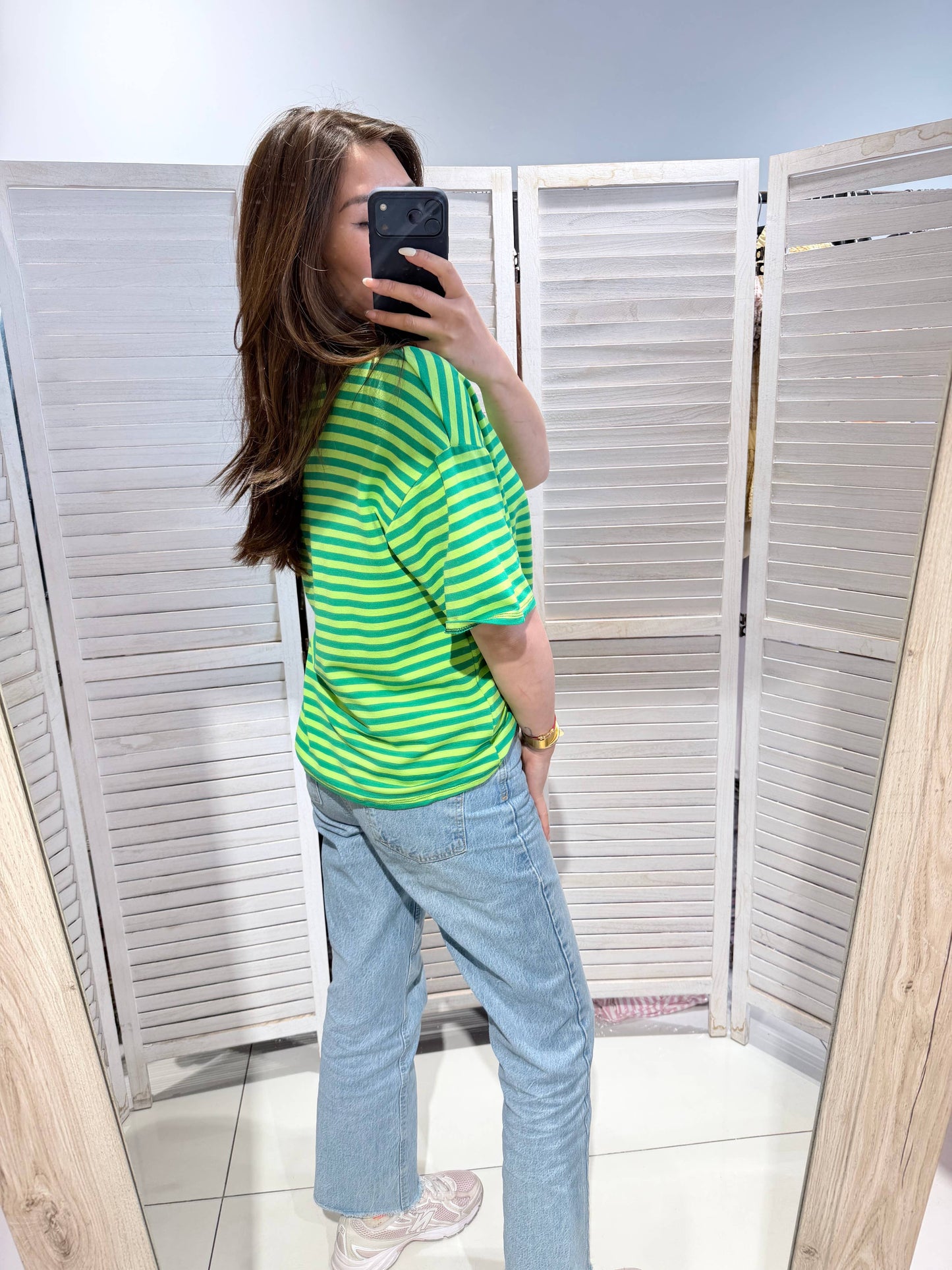 Gestreiftes Damen-T-Shirt: Grün / SIE