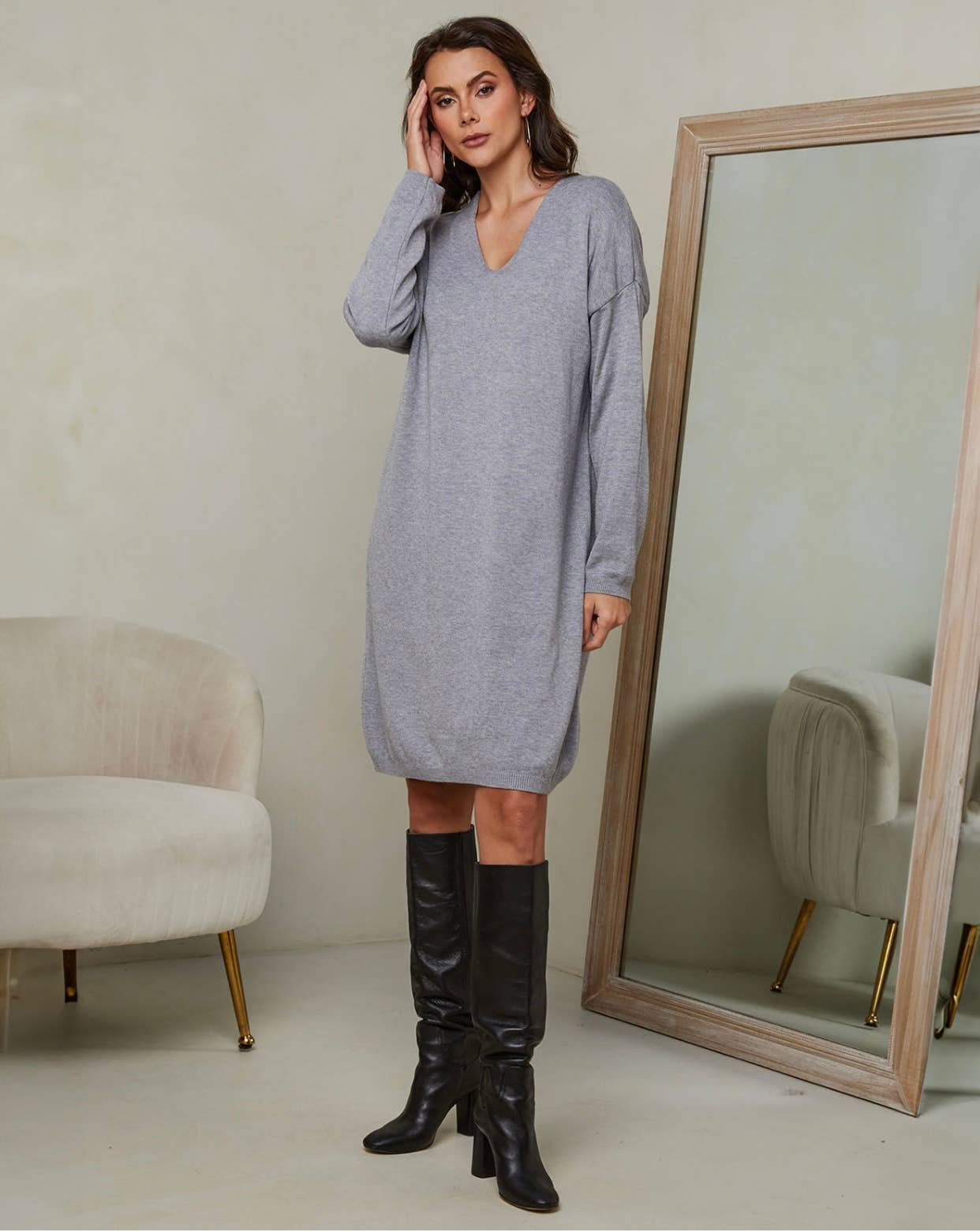 Strickkleid REF. 6111: Taupe