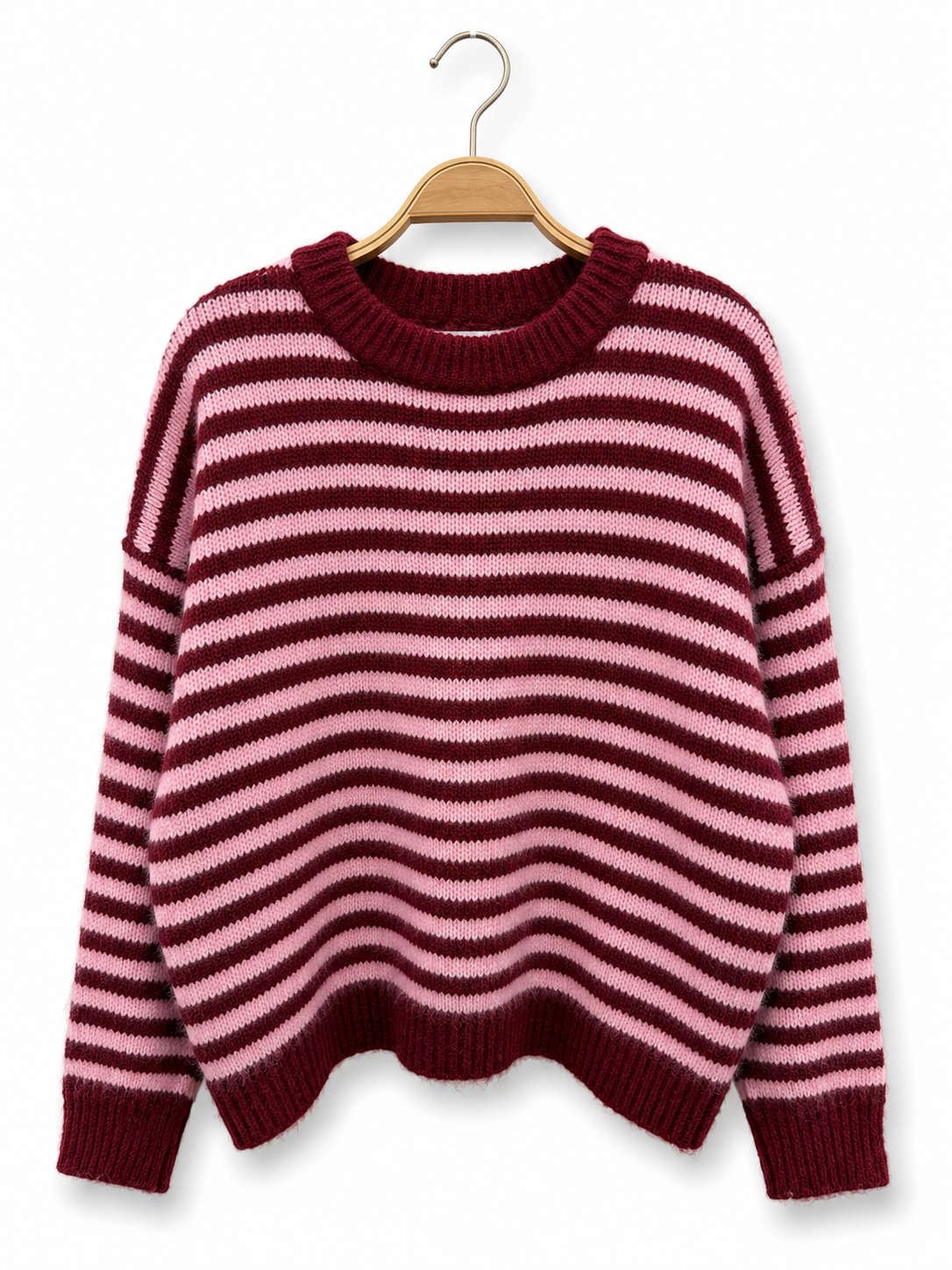 Gestreifter Strickpullover – Zeitlose Kollektion AP195: Rouge / Standard / Taille unique