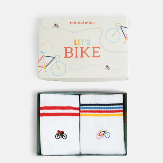 Bio-Socken Geschenkset Fahrrad - 2er Pack Tennissocken: 36/40