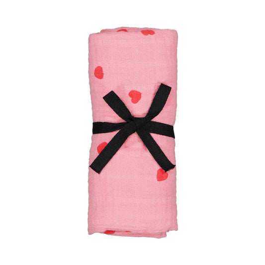 BIANCA Pucktuch mit Herz- und Flamingo-Motiv: FLAMINGO / HERZ / L 110*110