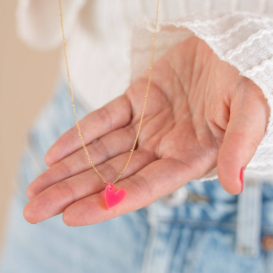 Kette Lume Charms | Herz Neon Pink