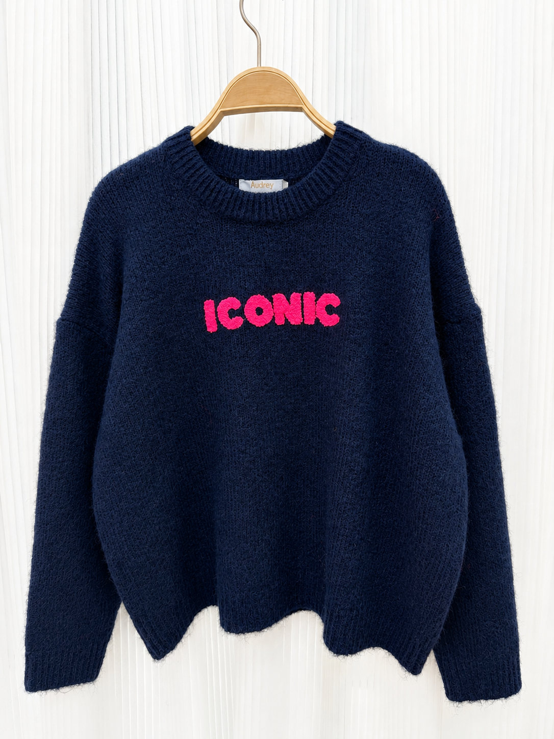 Pullover ICONIC uni – Premium-Kollektion bestickter Strickware - AP197: Blau / Standardmäßig / Eine Größe
