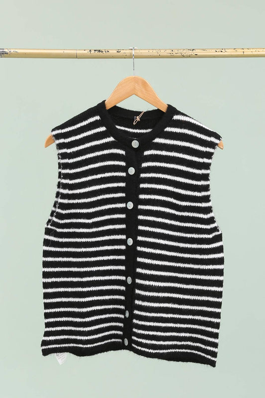 Gestreifte ärmellose Weste REF. 21312: Schwarz