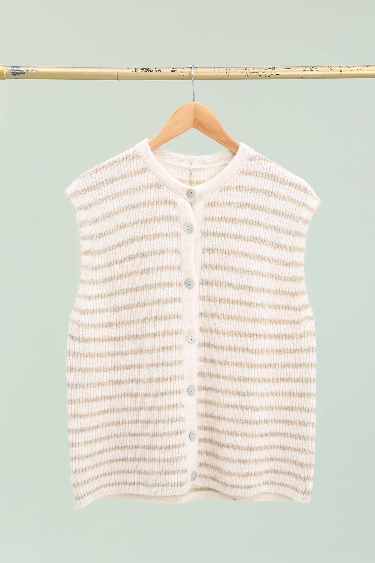 Gestreifte ärmellose Weste REF. 21312: Beige