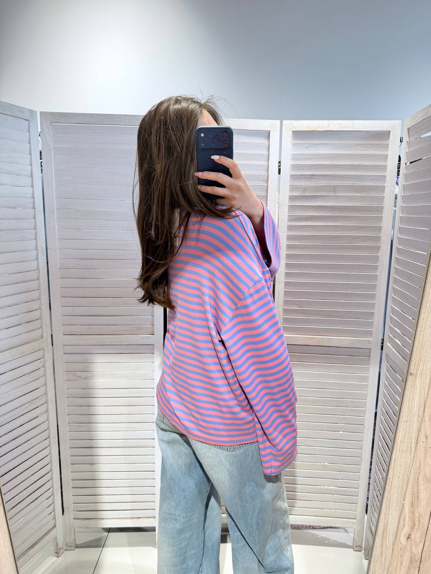 Langarm-T-Shirt mit Streifen: Rosa / SIE