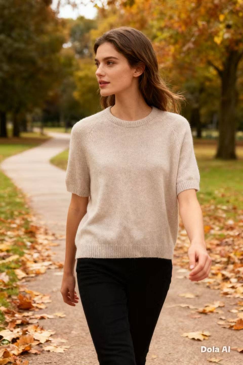 Alpaka-Pullover mit 3/4-Ärmeln, Ref 1012: Schwarz