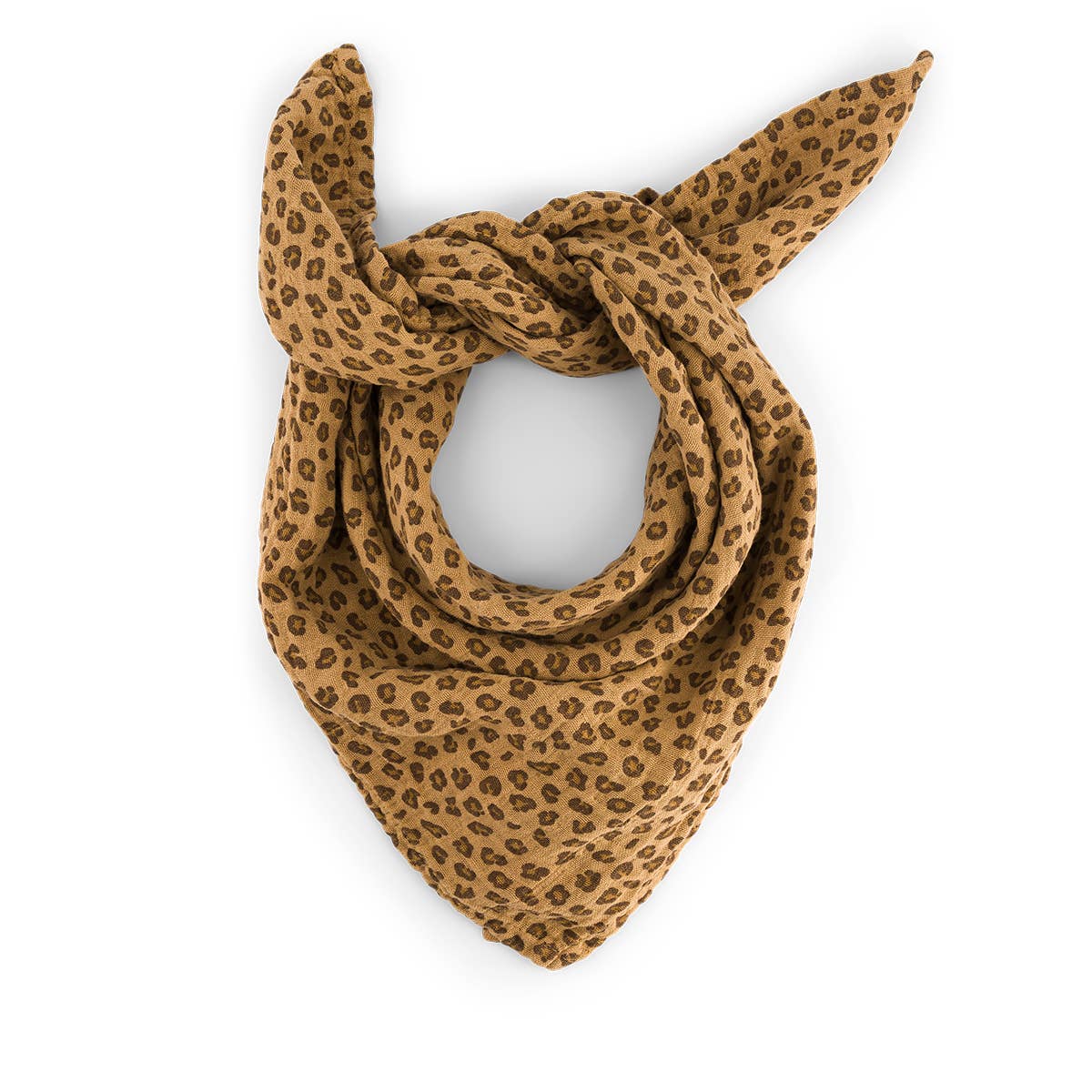 Bianca Mulltuch mit Mini-Leopardenmuster in Kaffee: MINI-LEOPARD / L 110*110