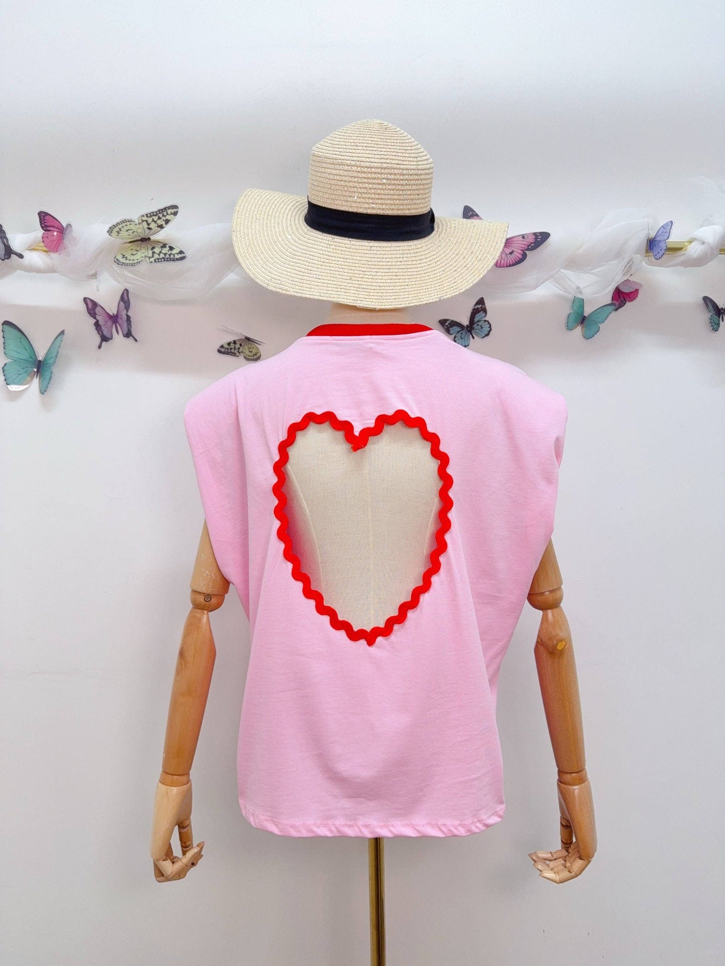 T-Shirt Herz Rückenausschnitt: Pink