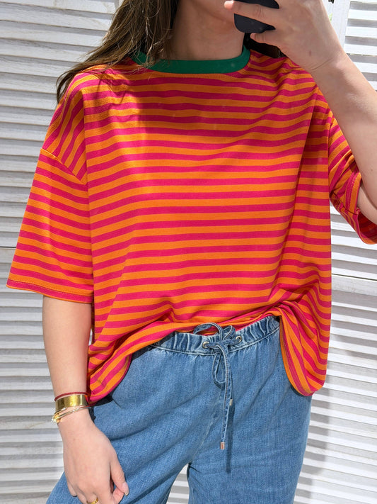 Gestreiftes T-Shirt: Orange / TU
