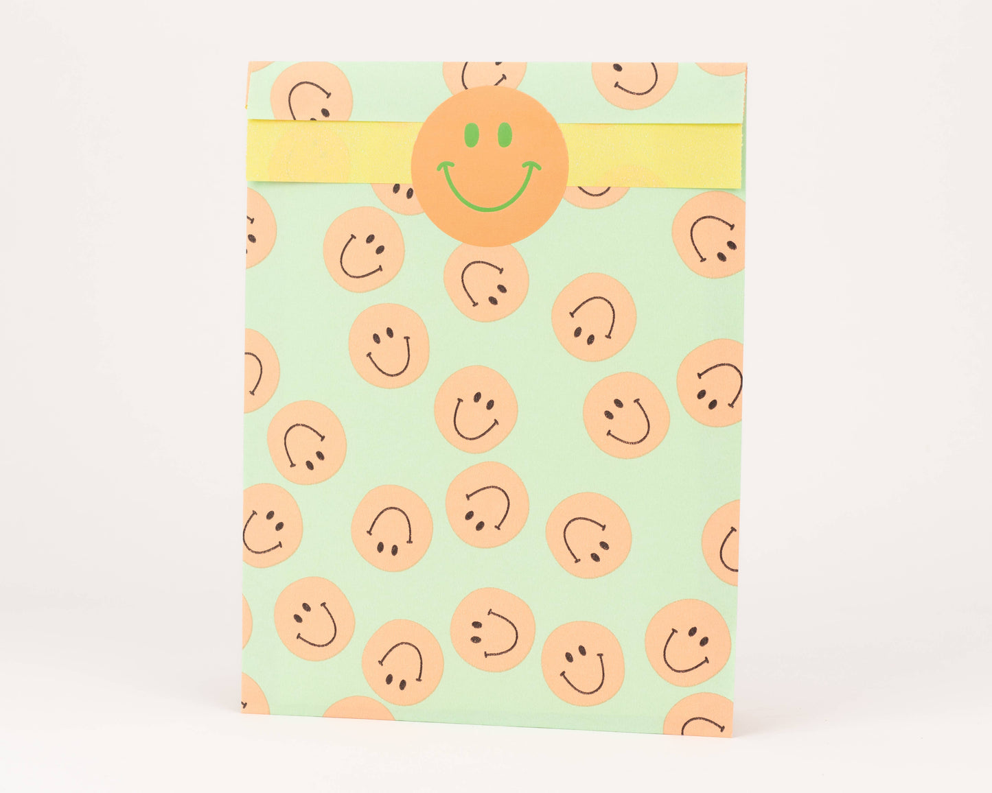 Papiertüten Smileys, Grün: Mittel (12x21cm)