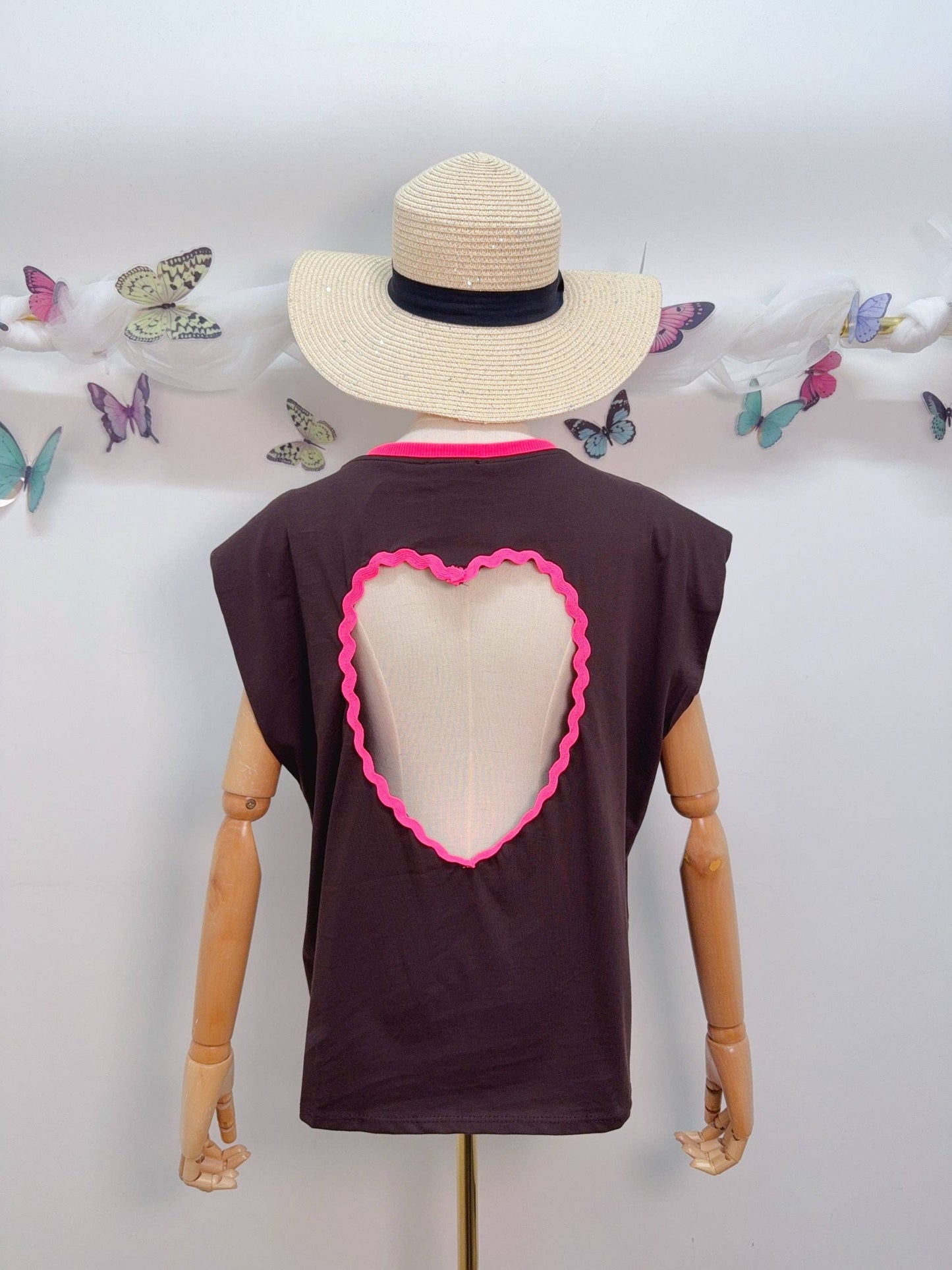 T-Shirt Herz Rückenausschnitt: Dunkelblau