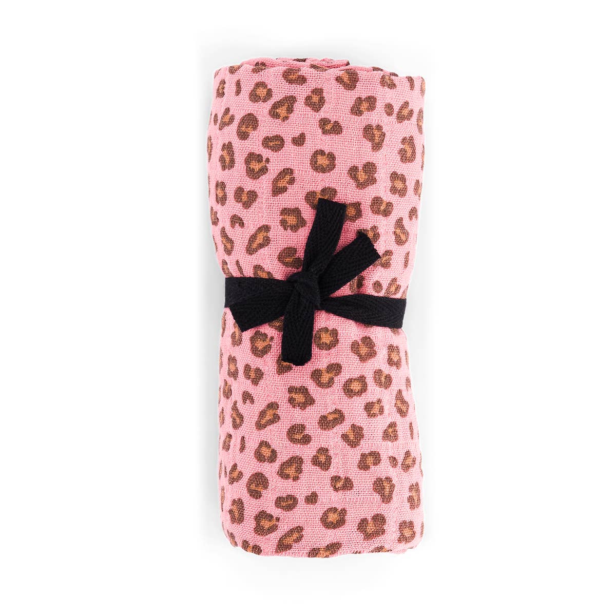 Bianca Mulltuch mit Mini-Leopardenmuster in Geraniumrot: MINI-LEOPARD / L 110*110
