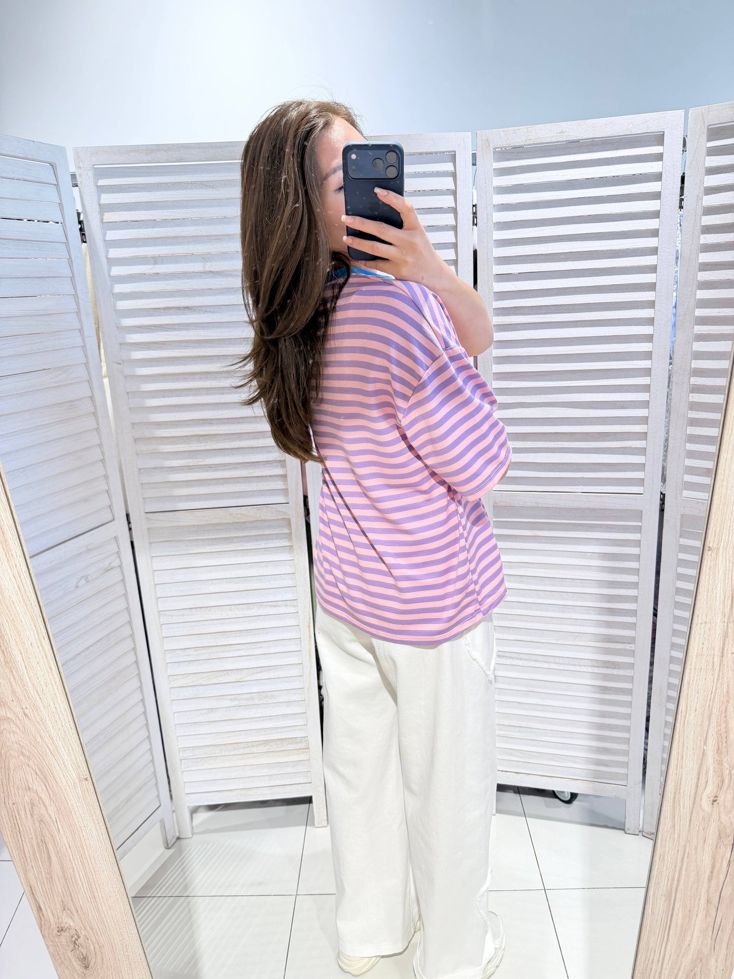 Gestreiftes T-Shirt: Lilas / TU