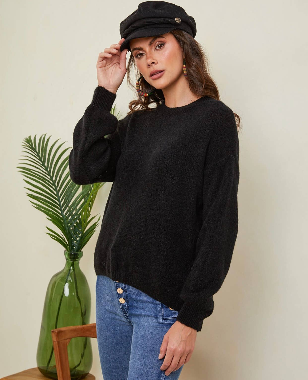 PULLOVER AUS ALPAKA REF 8004: Schwarz