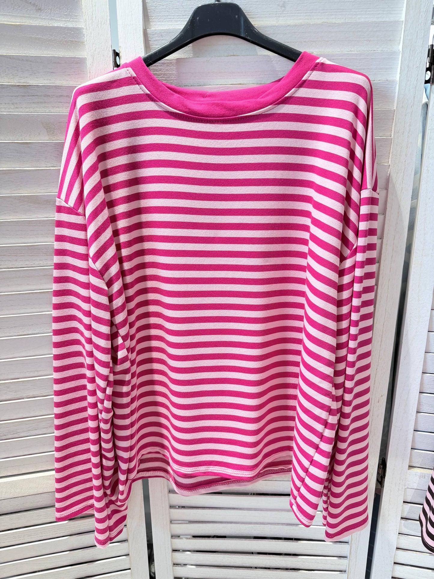 Langarm-T-Shirt mit Streifen: Rosa / SIE