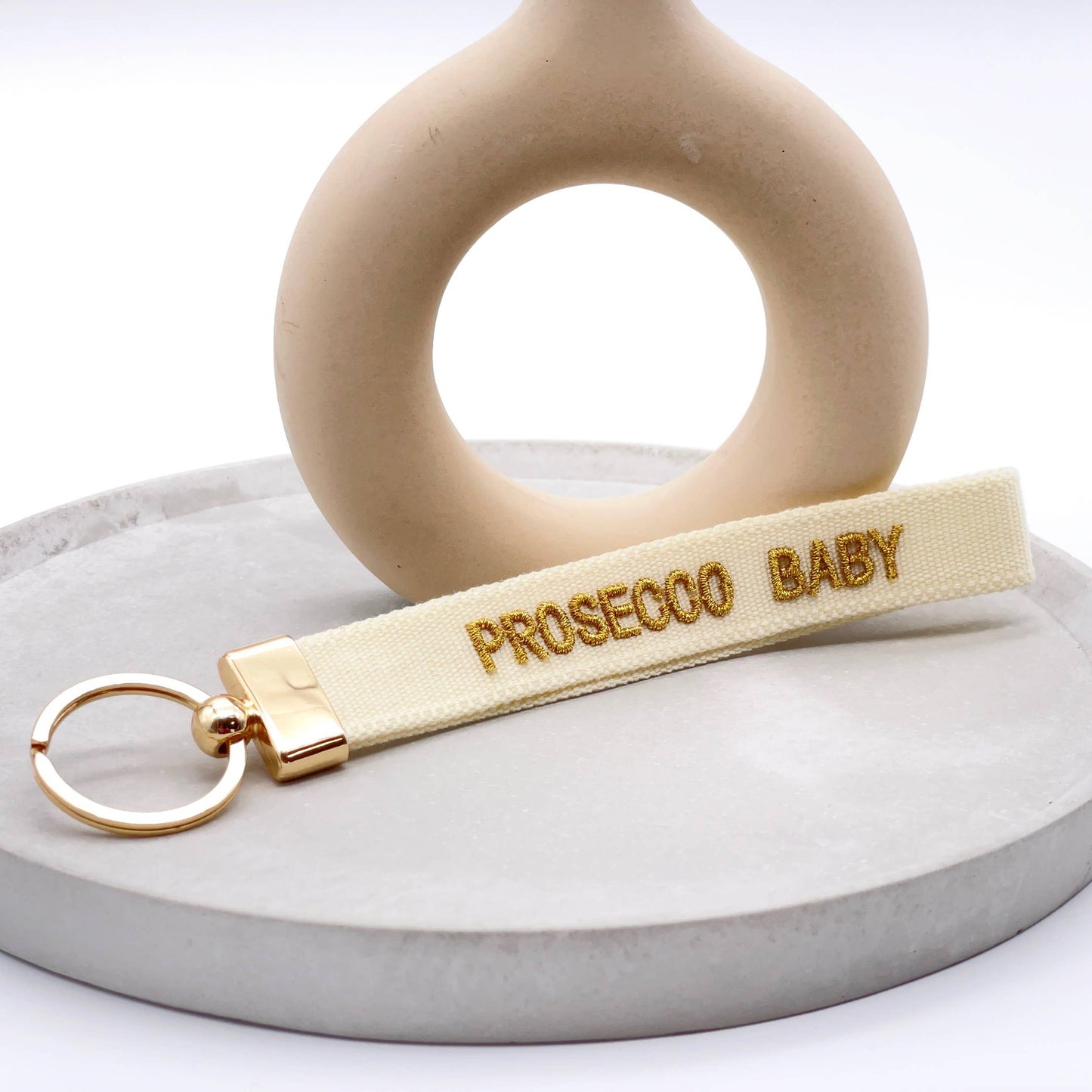 PROSECCO BABY Schlüsselanhänger Keychain, gewebt  bestickt
