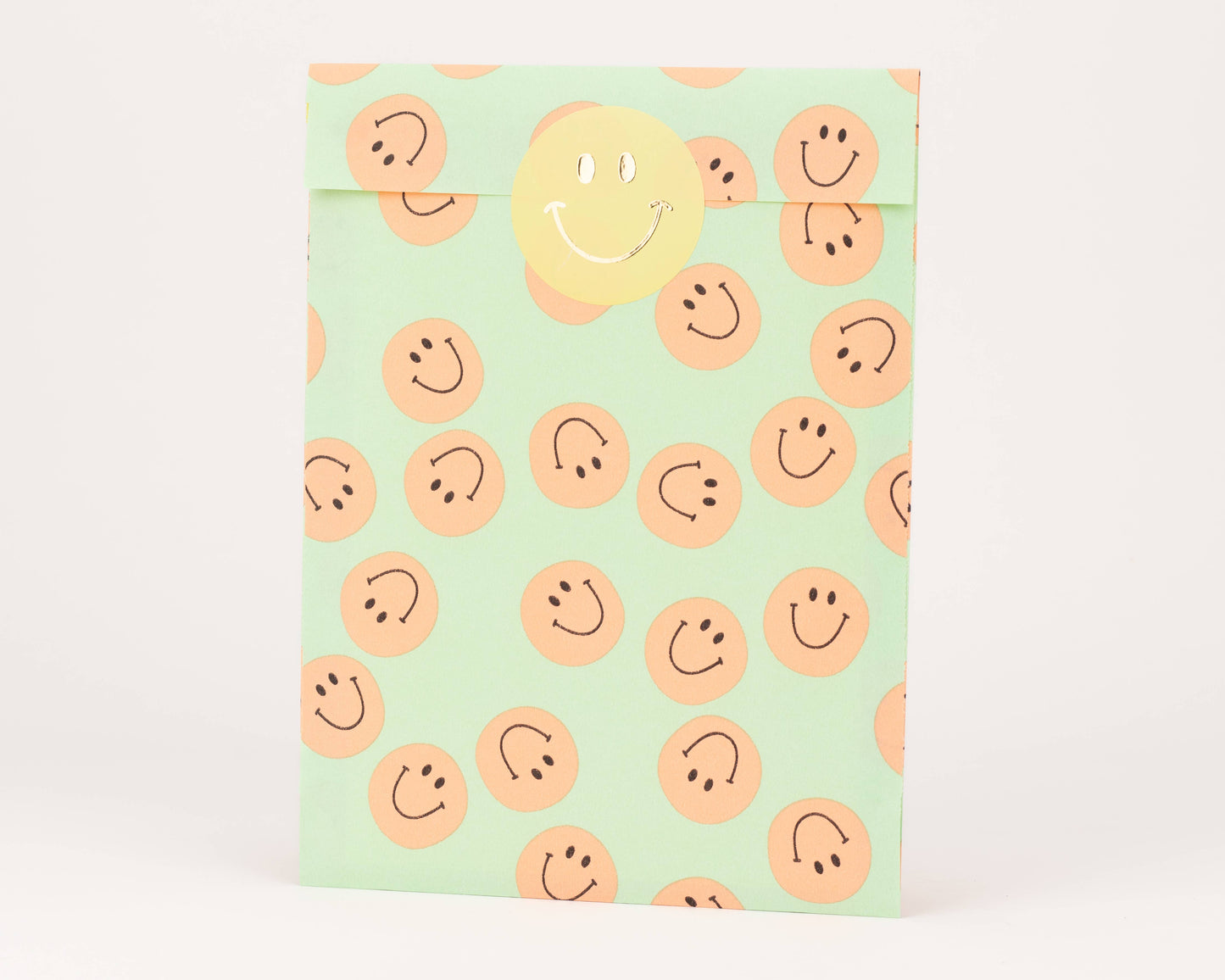 Papiertüten Smileys, Grün: Mittel (12x21cm)