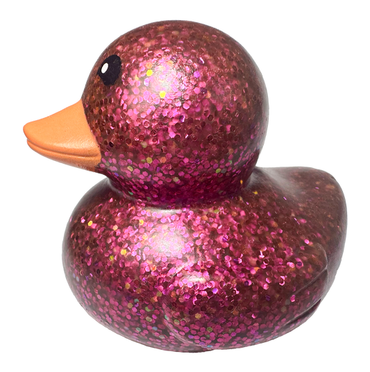 Badeente mit Glitzer, lila, 7 cm.
